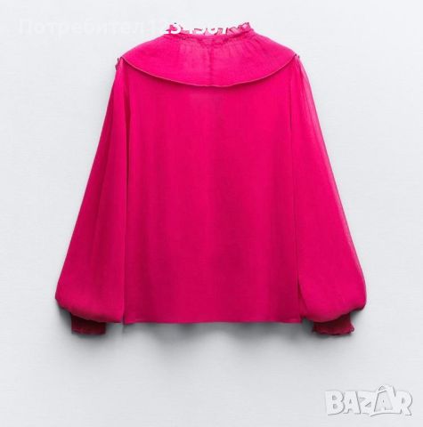 Полупрозрачна риза с волани Zara, снимка 4 - Ризи - 46249075