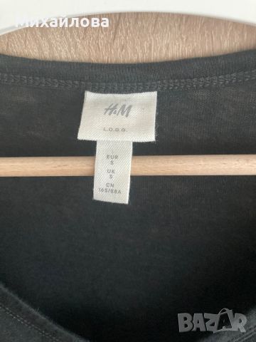 Черна ленена тениска на H&M, S размер, снимка 4 - Тениски - 46387721