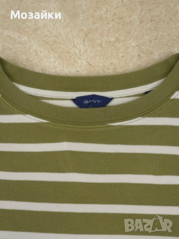 Gant раирана блуза с дълъг ръкав като ново, размер M, маслено зелено и бяло, снимка 2 - Блузи - 53595967