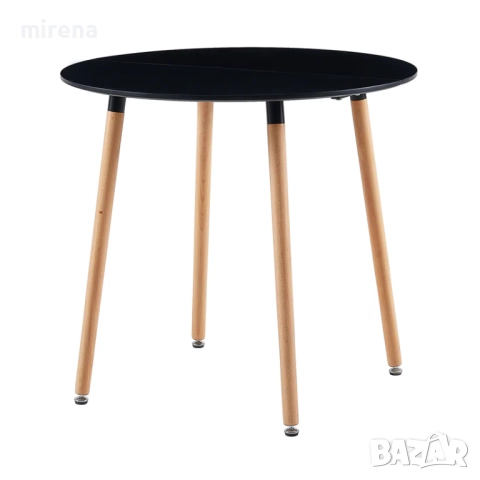 Кръгла трапезна маса 80 см с 4 крака - бяла/черна, снимка 4 - Маси - 51556791