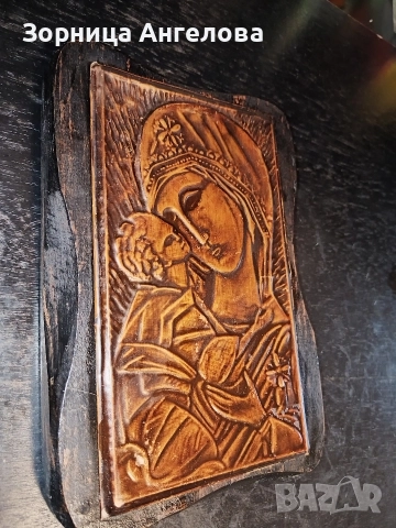 Икона мед върху дърво. 1983 г., 20/14 см, снимка 4 - Други - 52897944