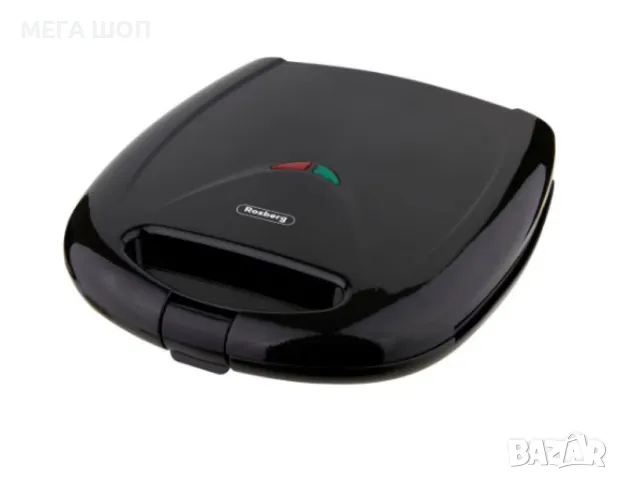 Сандвич тостер Rosberg 1200W, Грил незалепващи плочи, Черен, снимка 3 - Тостери - 50313486