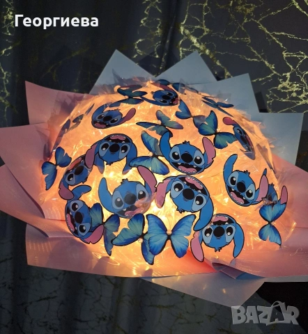 🎁 Stich/Светещи букети – създадени да носят радост и усмивки! 🎂🌈, снимка 4 - Подаръци за рожден ден - 53070878