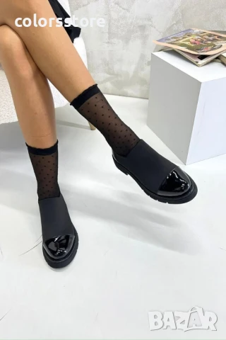 Равни обувки - черен неопрен и лак - NEL66

, снимка 2 - Дамски ежедневни обувки - 50945223