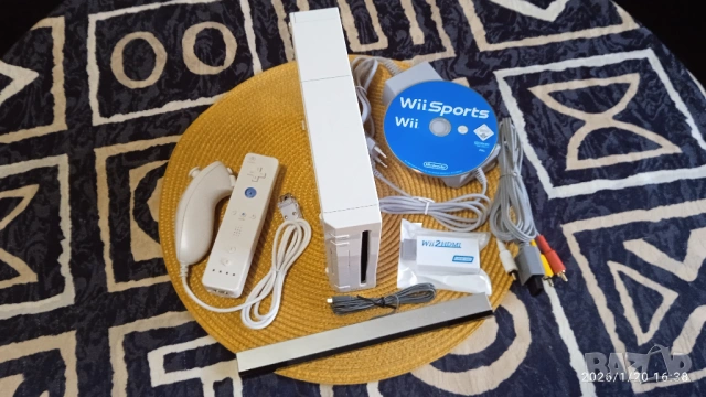 Хакнато Nintendo Wii пълен комплект нинтендо уий уии уйй hdmi wiimote sensorbar захранване АВ кабел