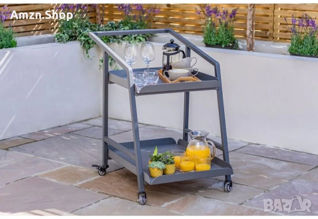 Алуминиева двуетажна количка за сервиране кетъринг количка 