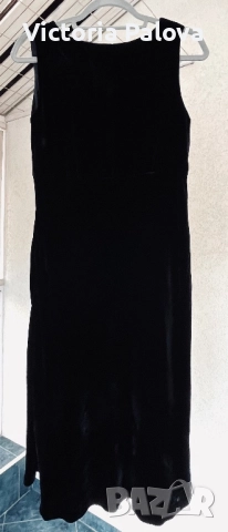 Елегантна черна кадифена рокля LAURA ASHLEY - вискоза/коприна, снимка 8 - Рокли - 52498085