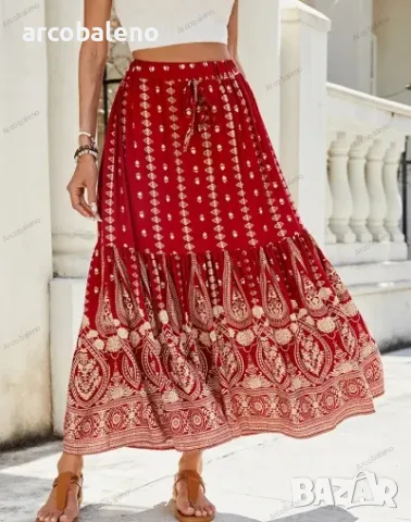 Дамска бохемска празнична пола с висока талия, 3цвята , снимка 7 - Поли - 49623203