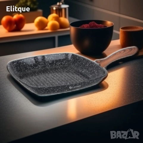 Тиган грил Goldmann, 28x4.5см., 24х7 см., Лят алуминий, Керам. покр., Индукция