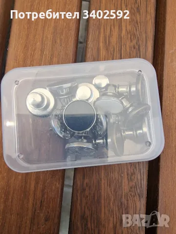 Комплект от 12 копчета  метални, двойно покритие, многофункционални, сребрист, 17 mm, снимка 4 - Бижутерийни комплекти - 50303437