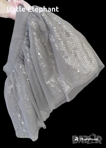 Сребърна поличка за 2-3 год мом с пайетки,"Party baby",Англия/нова