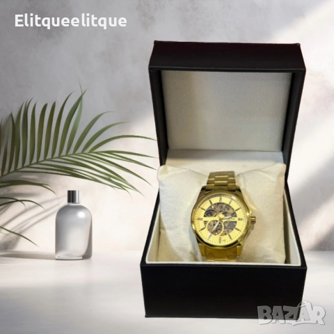 Луксозен златен часовник LEIYI с класически детайли, снимка 2 - Мъжки - 52278767