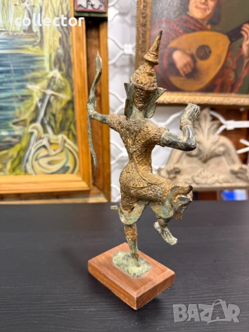 Бронзова тайландска фигура на принц Рама. №7992, снимка 8 - Антикварни и старинни предмети - 53944129