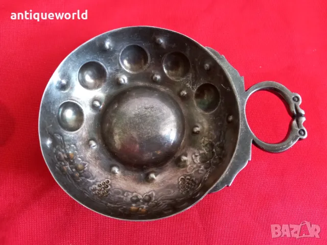 Стар Посребрен СОМЕЛИЕРСКИ Тас , Съд Чаша Маркиран!, снимка 2 - Антикварни и старинни предмети - 50121566