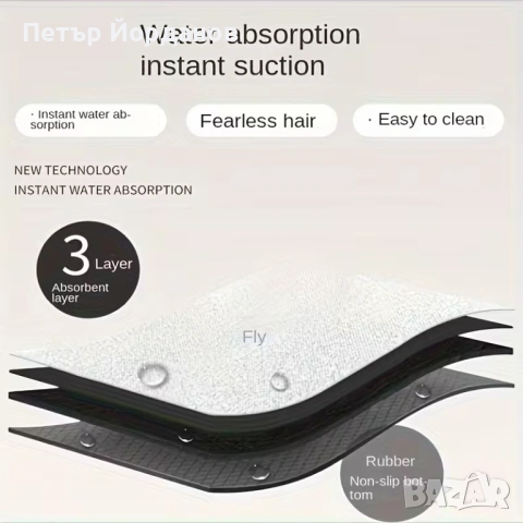 Ултраабсорбираща бързосъхнеща постелка за баня с неплъзгаща основа – диатомитна технология, снимка 3 - Други стоки за дома - 53230651