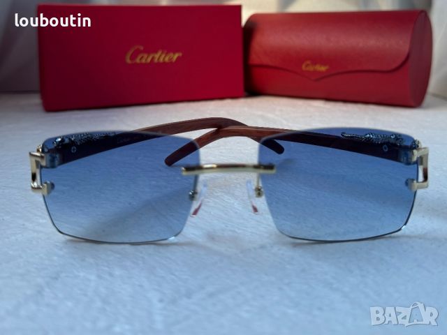Cartier висок клас слънчеви очила Мъжки Дамски слънчеви с дървени дръжки, снимка 9 - Слънчеви и диоптрични очила - 45607482