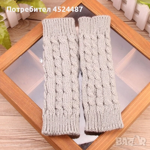 Дамски плетени вълнени ръкавици без пръсти, снимка 5 - Ръкавици - 52638953