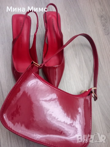 Чанта и обувки в бордо, снимка 2 - Дамски елегантни обувки - 54076057