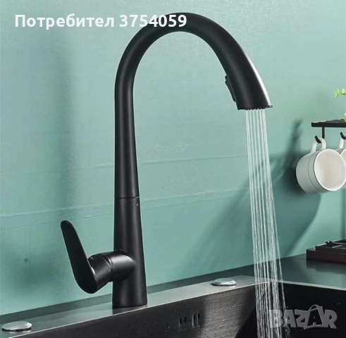 Смесител за кухненска мивка черен мат, снимка 3 - Смесители - 52382052