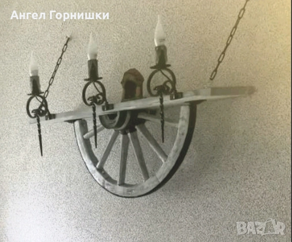 Лампа рафт-етажерща от колело на каруца, снимка 16 - Лампи за стена - 32540271