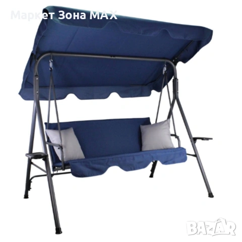 Градинска люлка A-Type със сиви възглавници и поставки за чаши - елегантност и комфорт, снимка 6 - Градински мебели, декорация  - 53863218