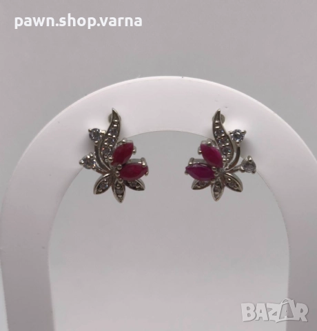 Сребърни обеци с инкрустации – проба 925 – 4,98 г, снимка 2 - Обеци - 50497712