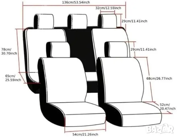 Универсални калъфи / тапицерия за седалки за кола от 9 части , снимка 4 - Аксесоари и консумативи - 48282671