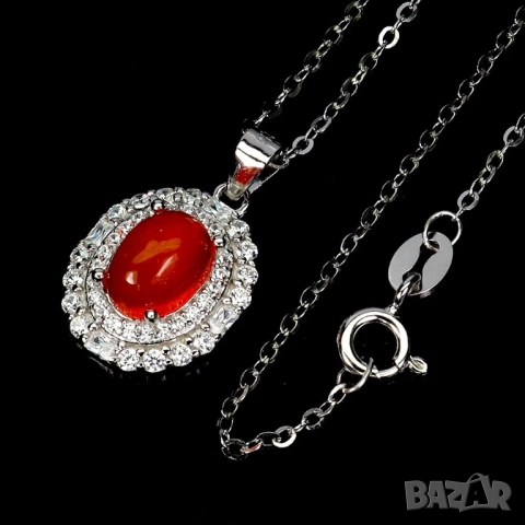 925 сребърни колиета нефрит, опал, топаз, рубин, подходящи за подарък, снимка 5 - Колиета, медальони, синджири - 51756208