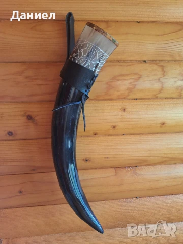 Викингски рог за пиене XXXXL с кожен кобур, снимка 5 - Декорация за дома - 50842793