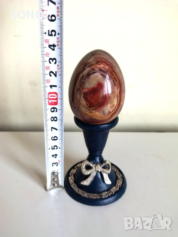Великолепно Яйце От Ивичест Оникс На Посребрена Стойка, снимка 6 - Антикварни и старинни предмети - 53760425