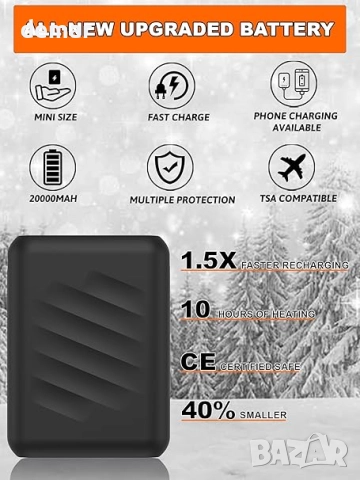 Мъжка отопляема жилетка Gokozy с 12V 20000mah батерия, 20W бързо зареждане и 15 зони на отопление, L, снимка 5 - Якета - 51908439