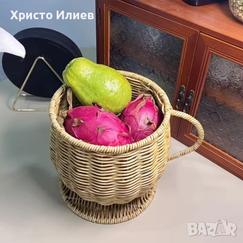 Голяма ратанова кошница Огранайзер за кафе капсули Бохо стил, снимка 12 - Декорация за дома - 51810169