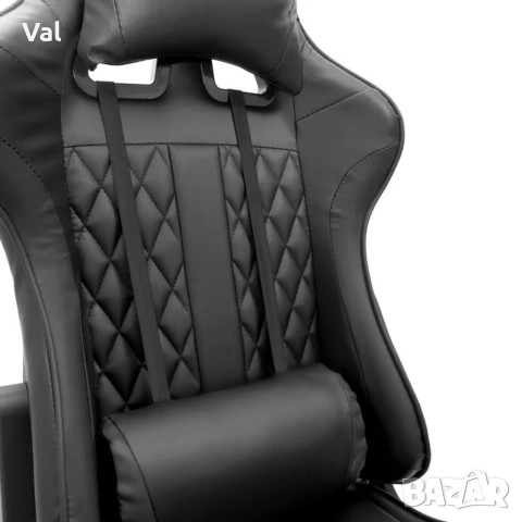 Геймърски стол с прибираща се подложка за крака и функция за масаж - черен, снимка 16 - Столове за офис - 53641895