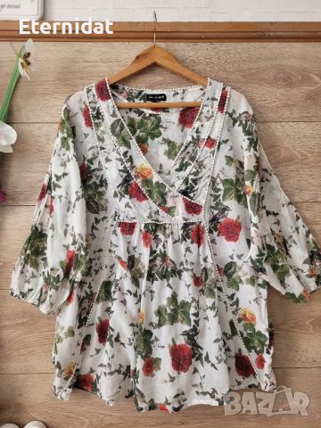 Памучна блуза на цветя ХЛ/ххл , снимка 1 - Тениски - 46386782