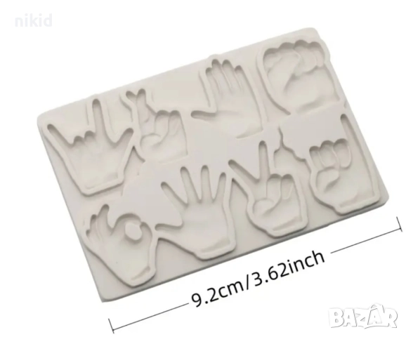 Знаци с пръсти ръка силиконов молд форма фондан декор , снимка 2 - Форми - 51956573