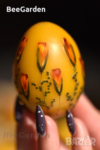 Великденски яйца от пчелен восък с цветя, снимка 8 - Декорация за дома - 53883982