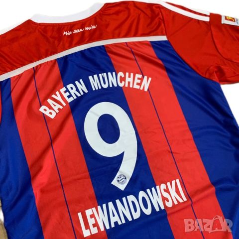 Мъжка тениска Adidas x Bayern München x Robert Lewandowski | L размер, снимка 4 - Тениски - 46475710