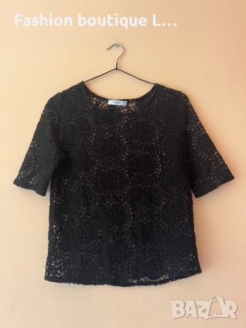 Черна дантелена блуза тип тениска S размер на марката Mango 🖤