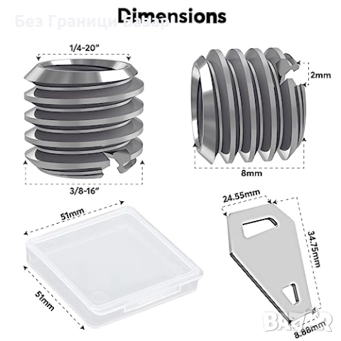 Нов Метален конвертор Преходник за камера 3/8-1/4 инча – стабилна връзка и универсална съвместимост, снимка 2 - Чанти, стативи, аксесоари - 52544945