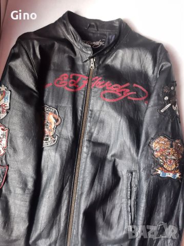 Ed Hardy motto biker leather jacket M, снимка 4 - Сака - 45323618