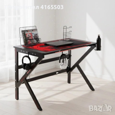 Геймърско компютърно бюро с RGB LED осветление, снимка 2 - Бюра - 53240110
