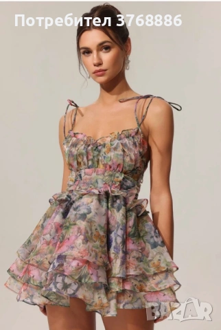 Ефирна рокля с флорален щамп