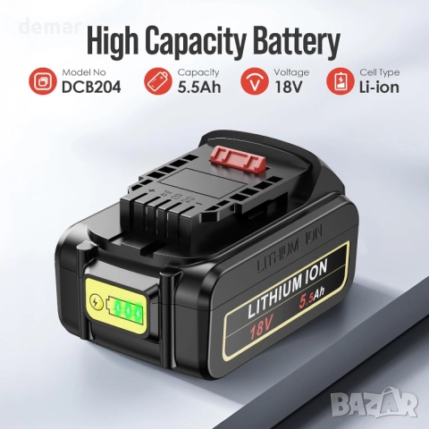 ASUNCELL 2 броя литиево-йонни батерии 5.5Ah 18V за инструменти Dewalt, снимка 7 - Други инструменти - 52846950