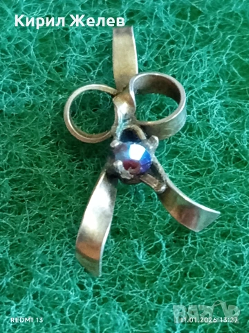 Сребърна висулка във формата на ПАНДЕЛКА украсена с кристал ефект Aurora Borealis 52629, снимка 3 - Колиета, медальони, синджири - 53062284