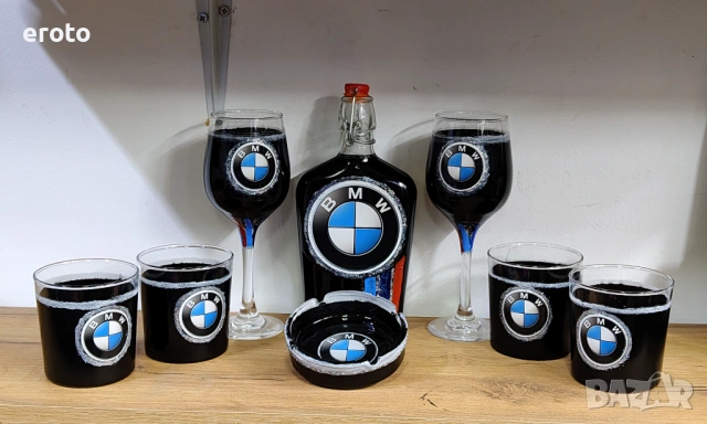 ТОП Подарък за фен на марката BMW – бутилка + чаши +пепелник, снимка 3 - Фен артикули - 54256036