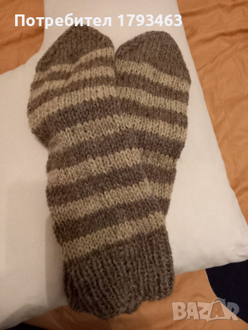 Ръчно плетени мъжки чорапи от вълна, размер 43, снимка 3 - Мъжки чорапи - 43031359