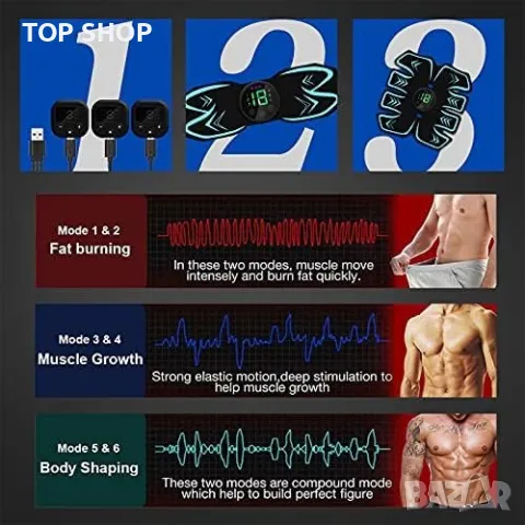 Нов Стимулатор Тренажор за коремни мускули ръце крака Фитнес Тренировка Спорт, снимка 6 - Спортна екипировка - 49956830