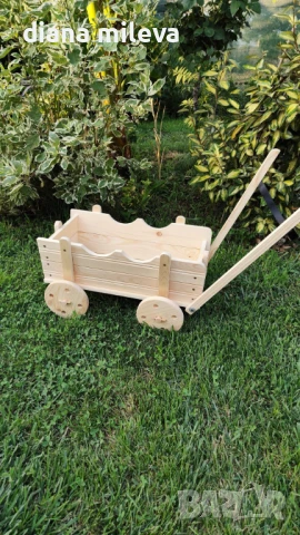 Дървена Каручка за градината!!, снимка 2 - Градински мебели, декорация  - 51132618