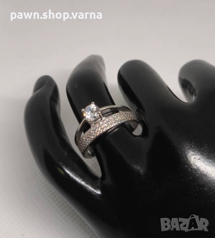 Сребърен пръстен с фианити – проба 925, нов, размер 17, снимка 6 - Пръстени - 50547564