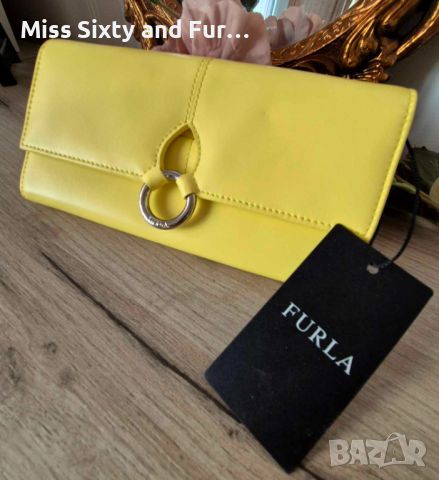 FURLA-ново жълто портмоне естествена кожа Фурла-20 см х 10 см, снимка 12 - Портфейли, портмонета - 46225946